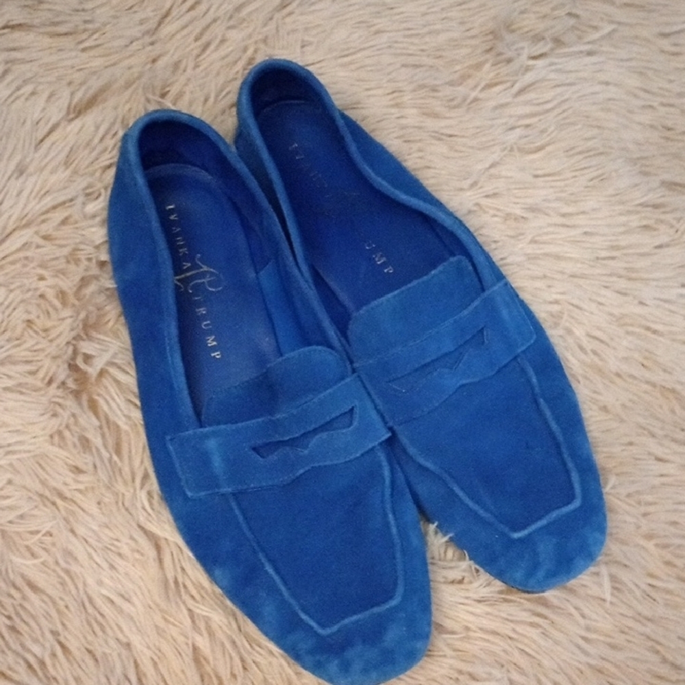 Ivanka Trump Blue Slip-On Loafers with Suede Finish